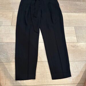 EXPRESS WOMENS High Rise Black Ankle Pants With Tie Waist 2 SHORT